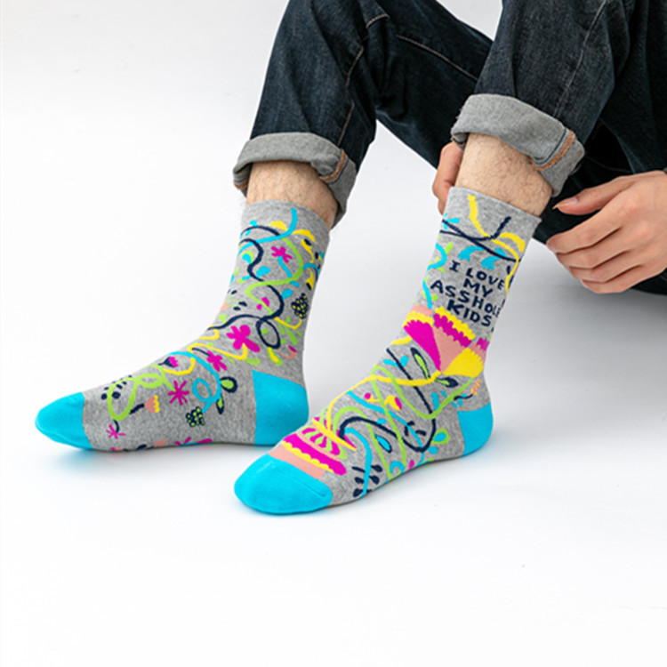 Autumn and Winter New Long Happy Socks Men and Women Couple  Casual Abstract European and American Socks 