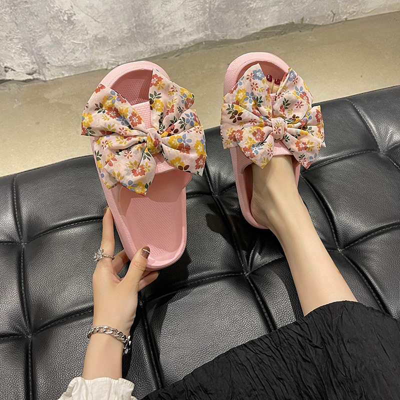 Cute Big Bow Sandals Women's Summer Outdoor Wear Internet Celebrity Ins Trendy All-Matching Slippers Platform Eva Slippers