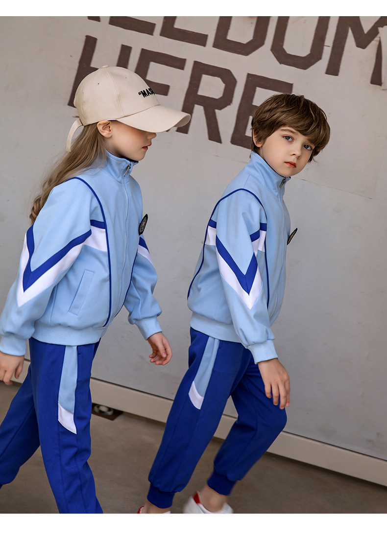 2021秋冬新款男女童学生运动套装儿童字母拉链衫新款校服园服批发