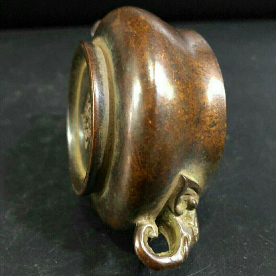 文玩老物件底款陈巧生大象香炉老铜器佛教香薰炉象鼻双耳香炉