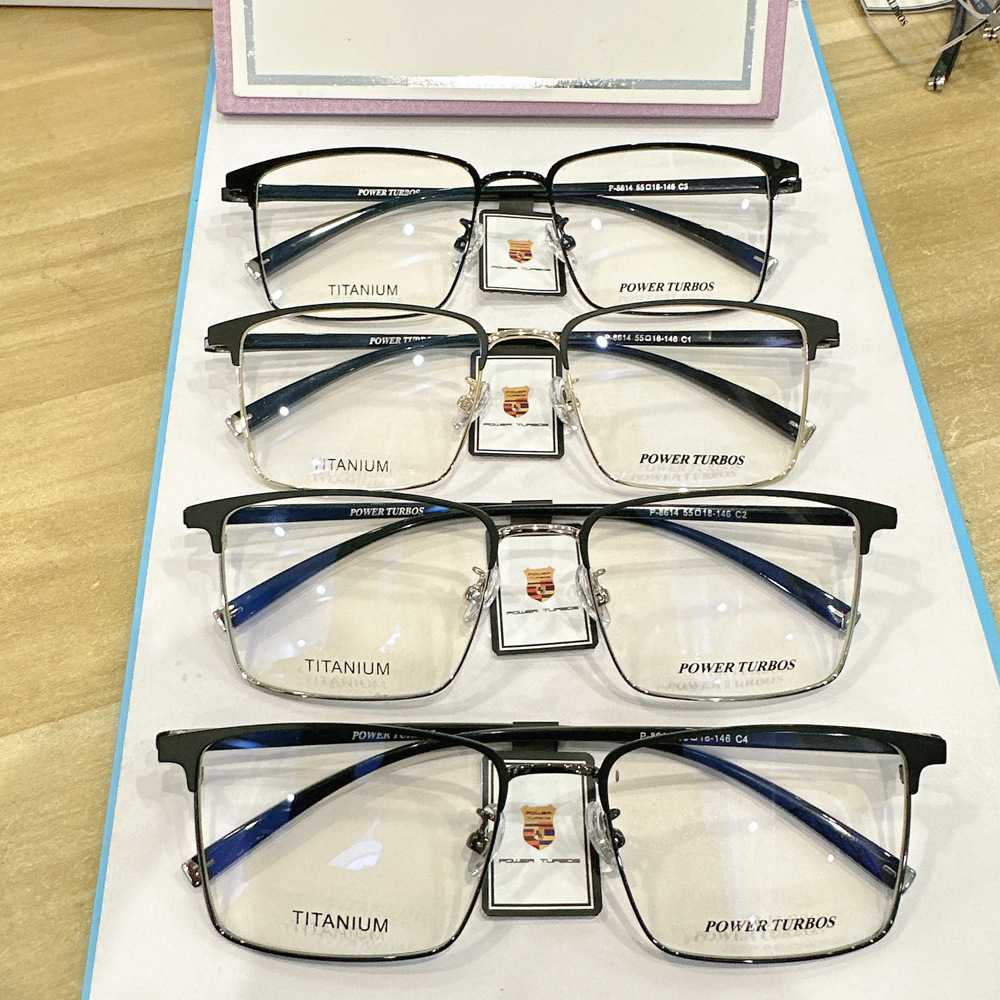 新款近视眼镜方框保时捷眼镜框男士商务纯钛半框光学架高启盛同款