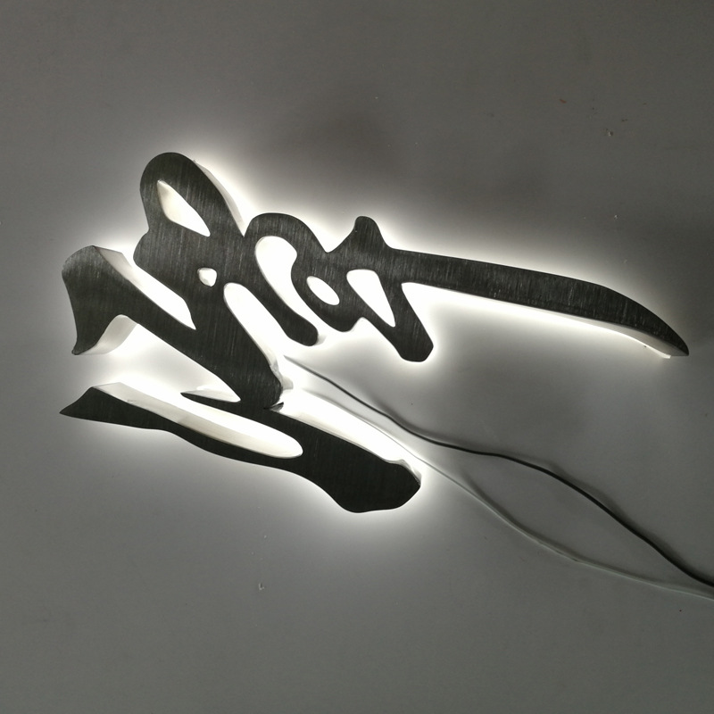 门头招牌发光字制作金属背扣水晶亚克力发光字拉丝不锈钢背发光字