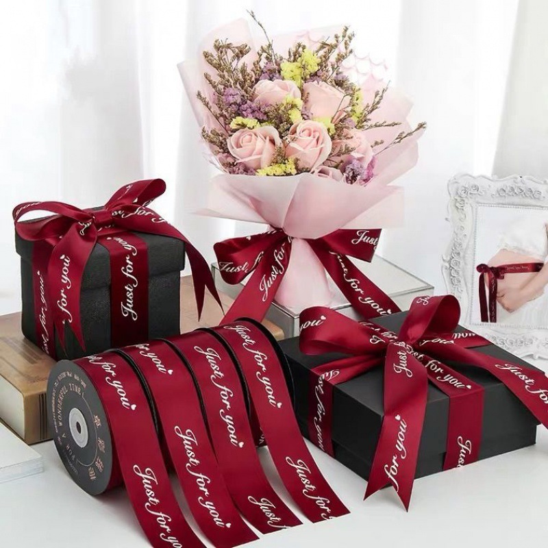 红色丝带英文字母带绸带花束绑带花艺蛋糕盒绑蝴蝶结彩带装饰