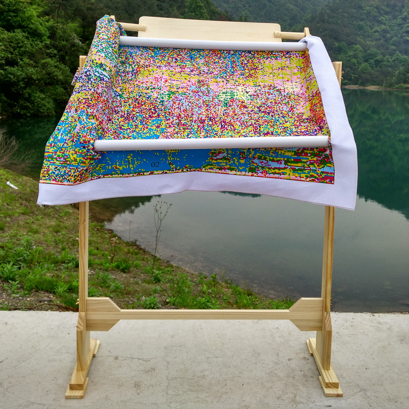 中号十字绣架子可调家用绣架实木绣花架子可调绣框十字绣工具绣架