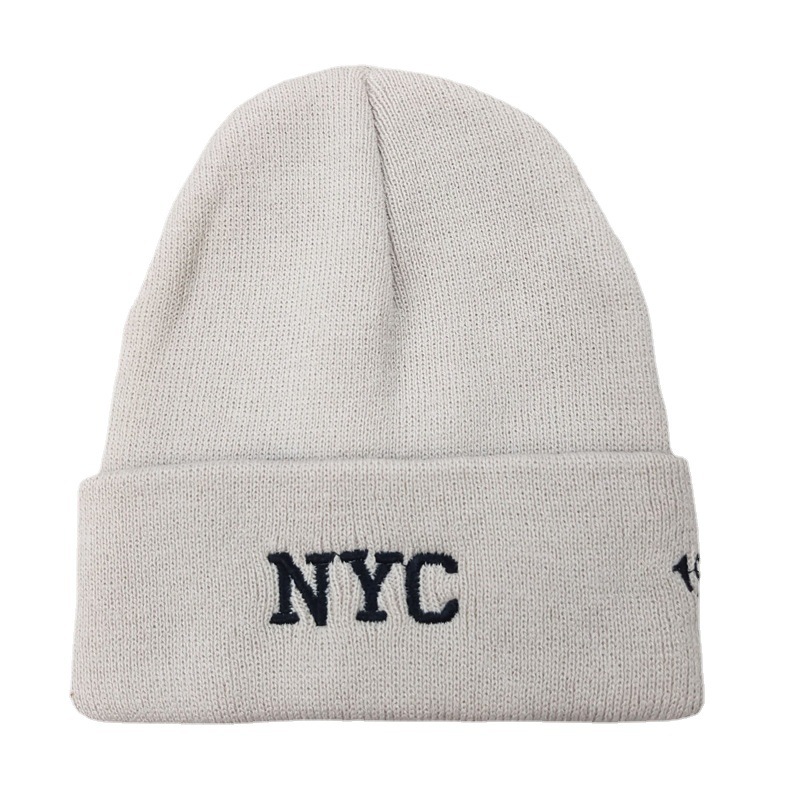 Cross-Border NYC Letter Embroidery Knitted Hat European and American Outdoor Warm Hat Autumn and Winter Men's and Women's Skiing Slipover Woolen Cap