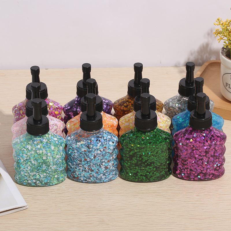 工厂直销新款金粉胶创意diy金葱胶手账装饰绘画填色啫喱胶水