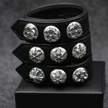 欧美时尚潮流皮手环女韩版创意十字架纯银表手带男士手链个性简约