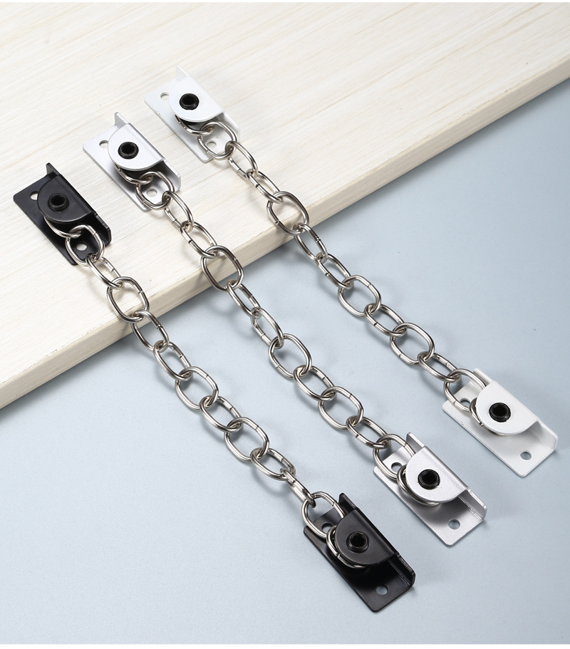 厂家直销免打孔不锈钢窗锁儿童安全锁链外推链限位器防护锁防盗链