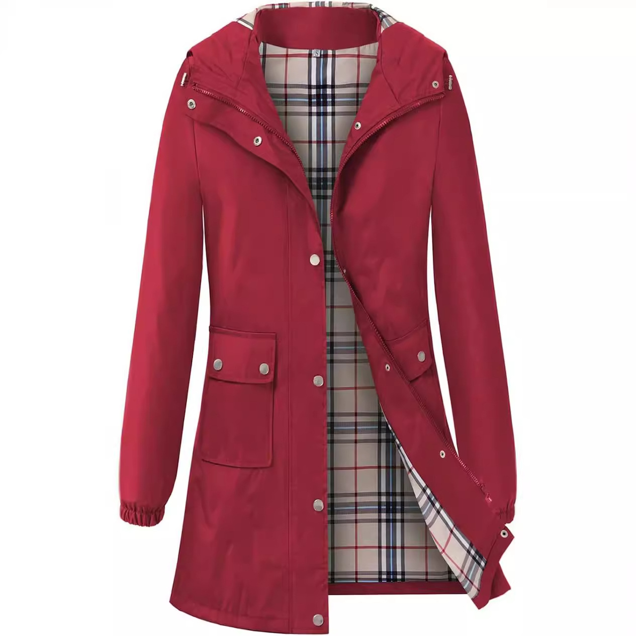 亚马逊速卖通爆款女士风衣防水连帽轻便女式防雨防风户外风衣长款