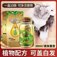 泡泡染发剂家用盖白发植物不伤发染发膏染发膏袋包泡泡染一件代发