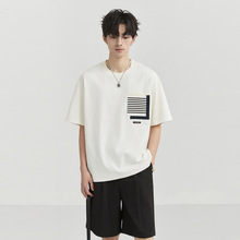伯爵卓尔24夏季新款 针织贴布设计感短袖t恤韩版宽松舒适打底体恤