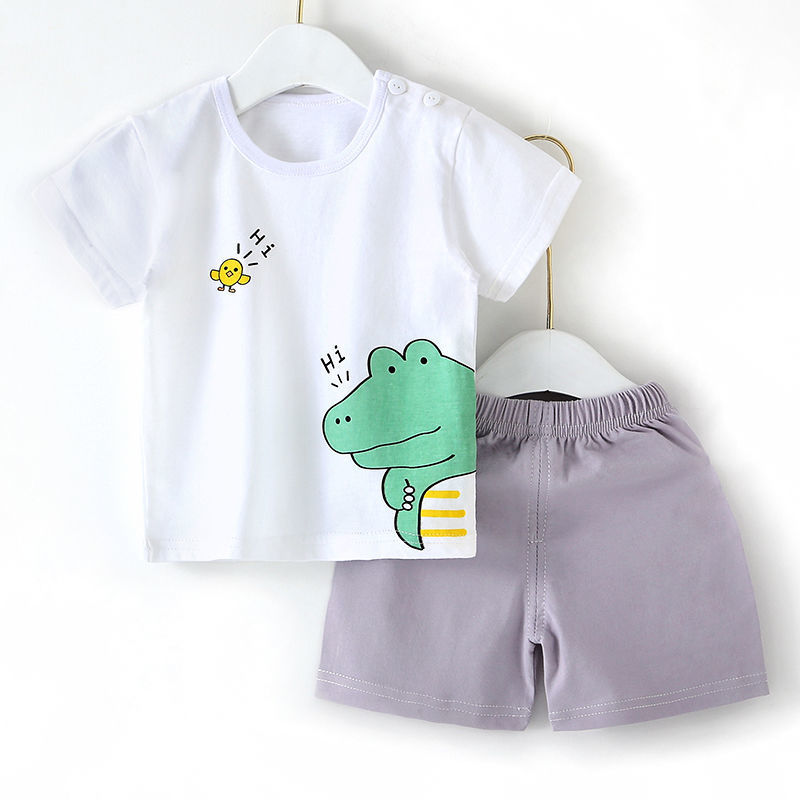 儿童短袖套装女童t恤男童短裤半袖夏装0-3岁婴儿宝宝夏天衣服
