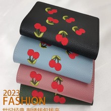 刺绣樱桃时尚日韩设计风钱夹女士钱包中性搭配跨境时尚小众设计感