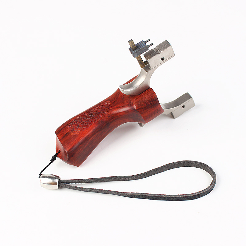 弓痴ttf钛合金弹弓紫檀木手柄不锈钢失手绳带瞄具