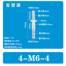 4-M6-4软管穿板直通塑料接头宝塔塑料软管穿板螺纹接头水嘴快接鱼