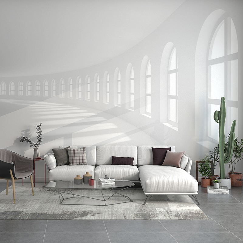 3d立体视觉空间延伸感墙纸客厅背景墙布直播间装修办公室显大壁纸