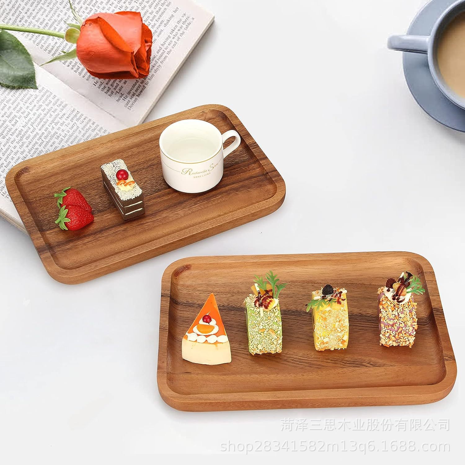 Wooden Tray Tea Dim Sum Plate Solid Wood Pizza Plate Rectangular Fruit Wood Dish Tea Tray Household Beech Tray