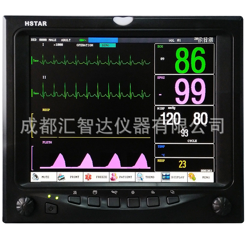 DJ-12 Black Multi-Parameter Monitor 12.1-Inch Portable ECG Monitor