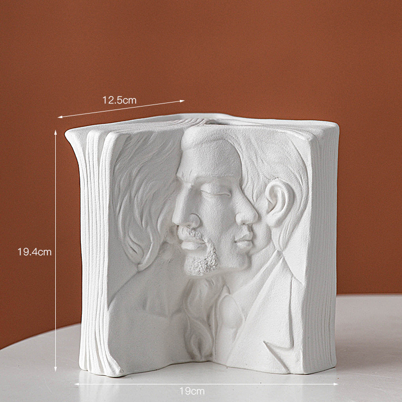 Ins Ceramic Book Shelf Creative Body Vase Home Bookcase Desktop Storage Office Bookend Decoration Wholesale