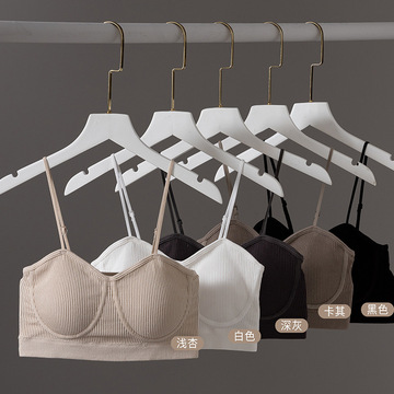 短款一字围吊带背心无缝裹胸美背防走光固定胸垫运动文胸罩抹胸女