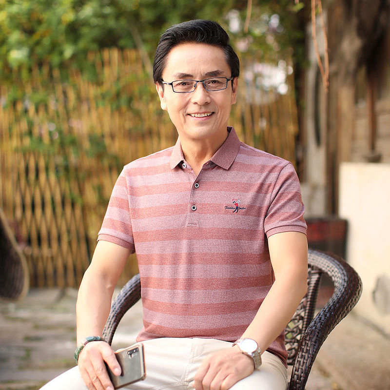 中老年男装爸爸装t恤夏季polo衫棉质短袖中年人夏天半袖男士上衣
