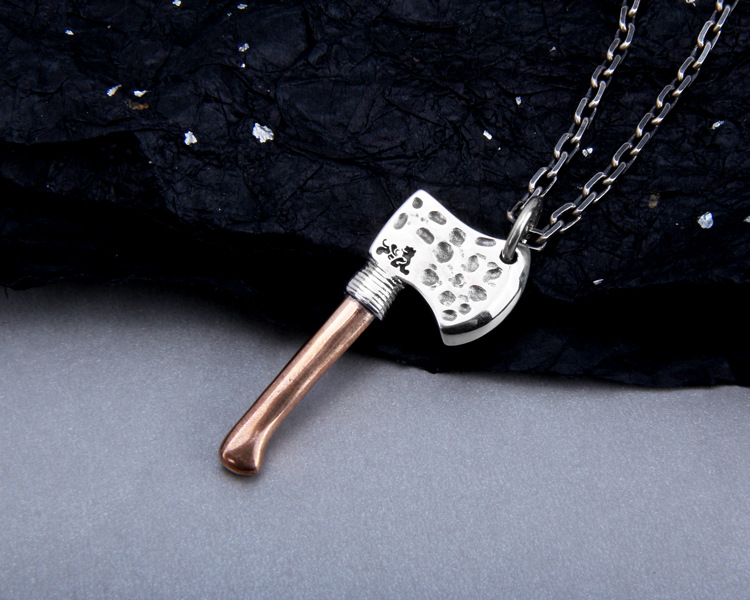 s925纯银财道斧头吊坠复古做旧泰银项链挂坠个性男士潮男银饰品女