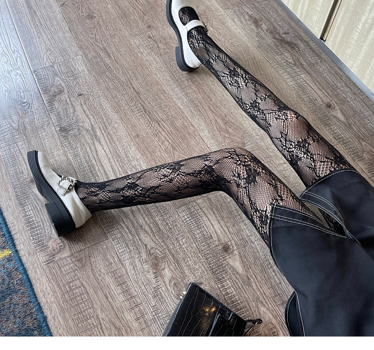 春夏黑色复古蕾丝花藤镂空网袜女黑丝网红气质辣妹性感白色连裤袜