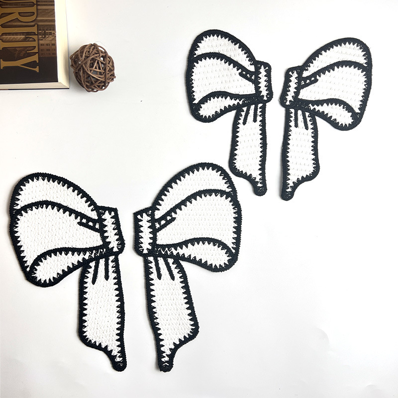 现货批发新款水溶刺绣蝴蝶结服装童装领口开衫秋冬配饰辅料布贴