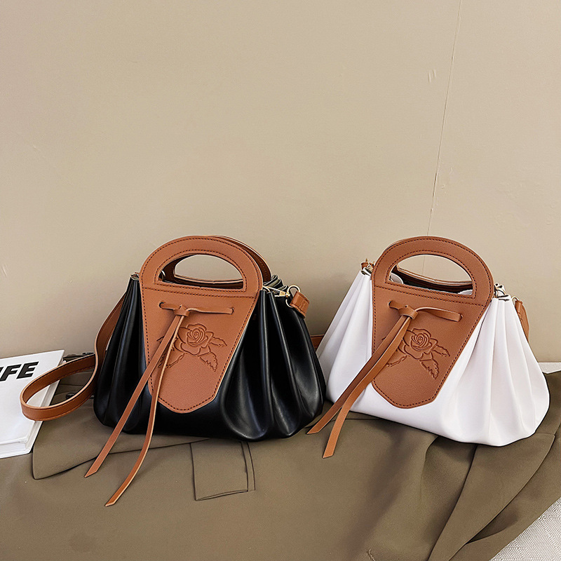 Fashion Color Contrast Handbag High-Grade Shoulder Cross Body Bucket Bag Popular Bag for Women 2022 Autumn and Winter New