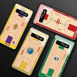 nba篮球场适用三星s22 s20ultra/s10/s9plus/note9/s8玻璃手机壳