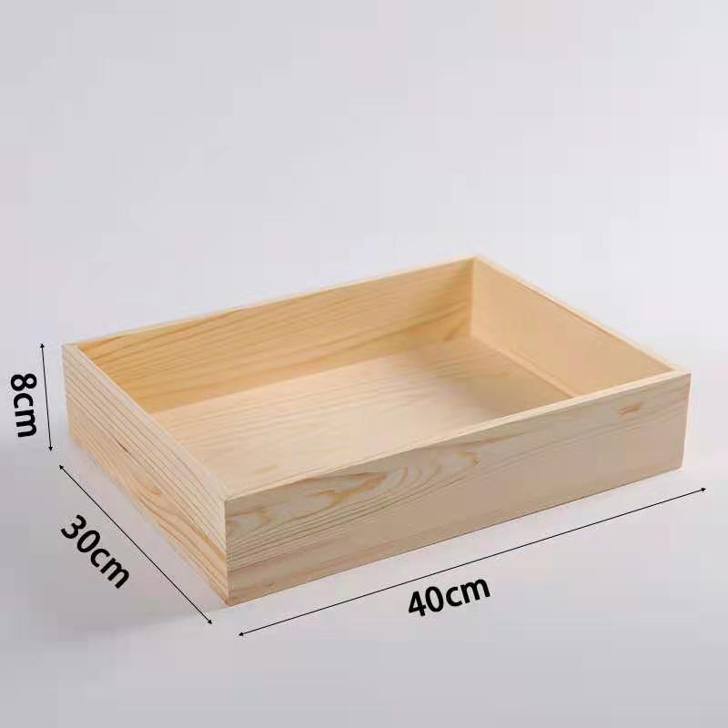 Long Square Uncovered Wooden Box Desktop Storage Box Set Wooden Tray Storage Box Production of Various Wood Packing Box