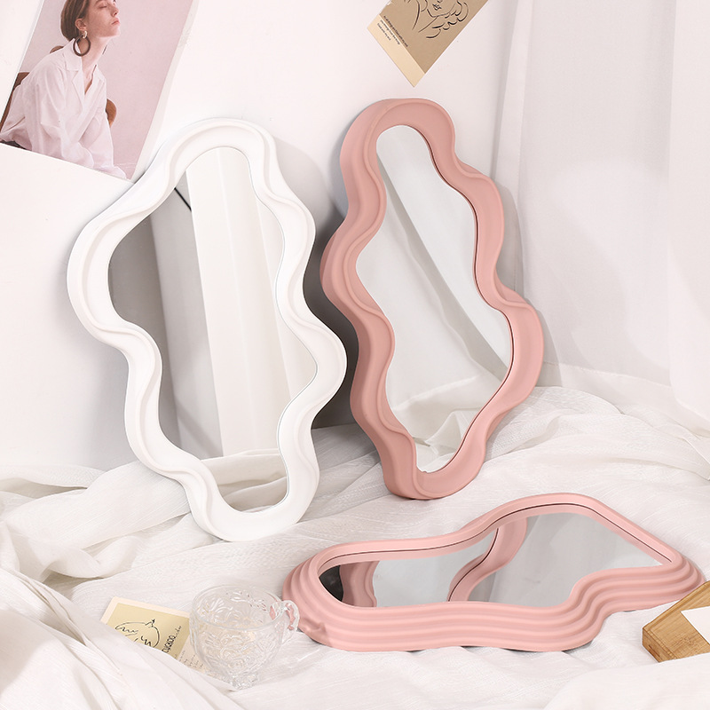 Cloud Shaped Dressing Mirror Good-looking French Shaped Mirror Wall Hanging Bathroom Irregular Decorative Mirror Wholesale