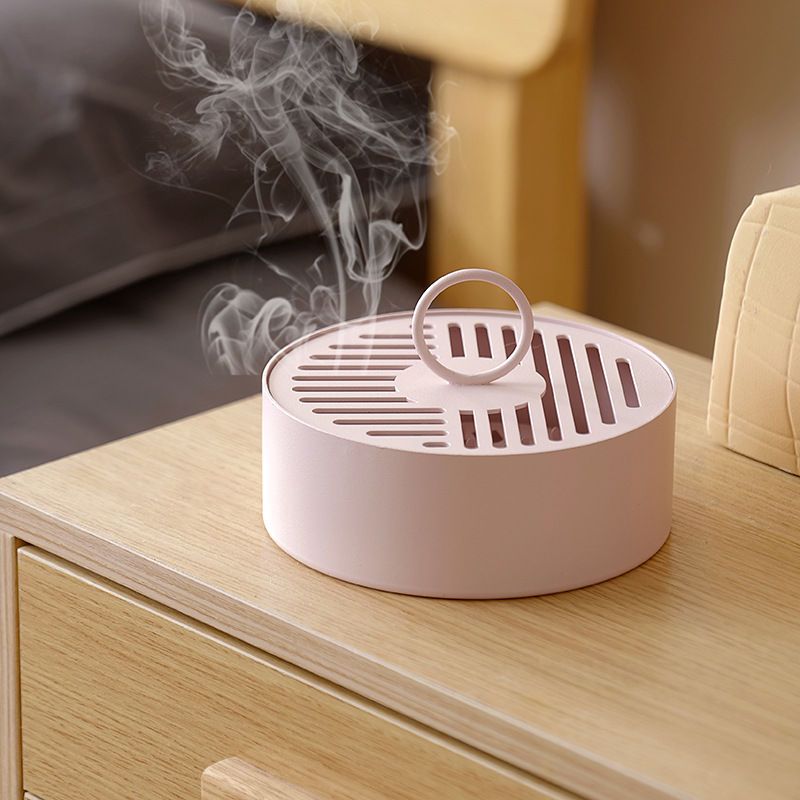 Iron Mosquito Coil Tray Household Mosquito Incense Holder Fireproof Anti-Scald with Lid Large Sized Creative Put Sandalwood Agarwood Incense Burner Box