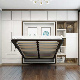 旋转书柜隐形床衣柜一体书房客房备用床两用床收纳床隐藏床翻板床