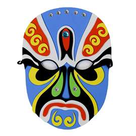 新款eva国粹戏曲脸谱大号儿童diy蓝脸京剧面具手工制作材料包贴画