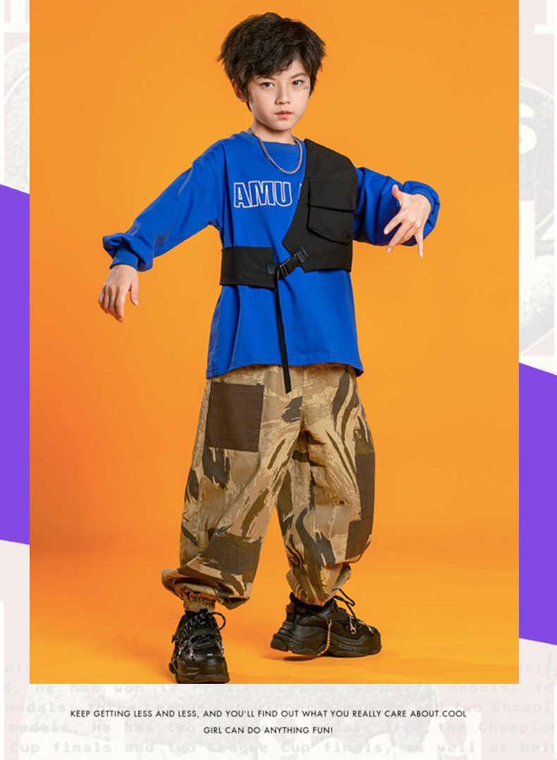 儿童街舞套装男童嘻哈童装潮服秋季少儿hiphop女童爵士舞演出服装