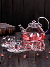 N5JV批发欧式耐热玻璃茶具蜡烛加热茶壶家用泡茶壶花茶壶套装水果