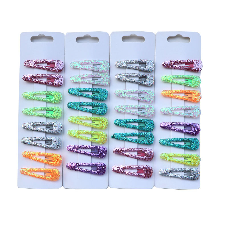 Color Glitter Hair Clips Hair Accessories Glitter Powder Shell Water Drop Side Clip Hairpin Cropped Hair Clip Children BB Clip Wholesale