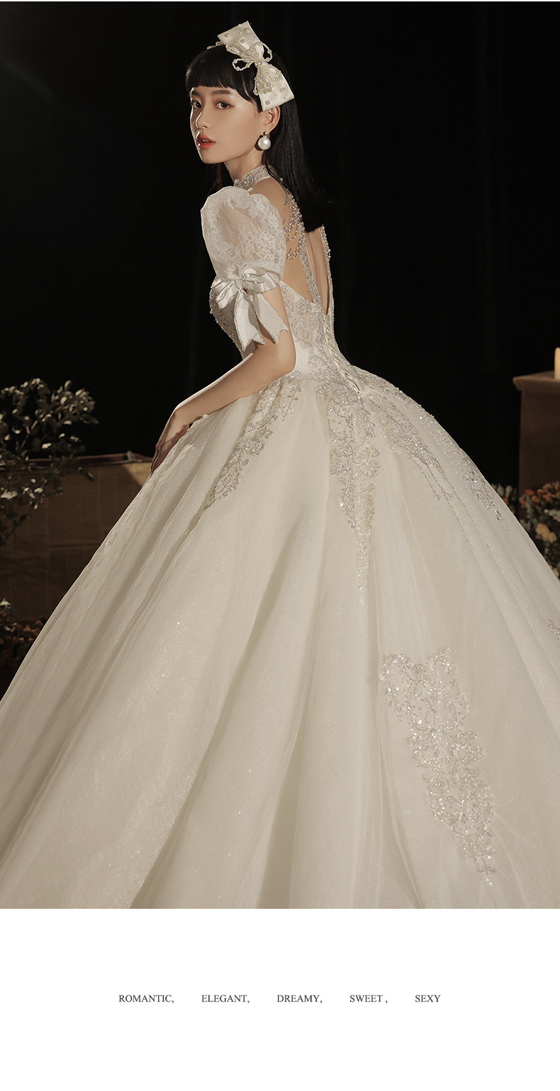 若梦| 主婚纱2021新款新娘复古宫廷风大气拖尾韩系小个子出门纱