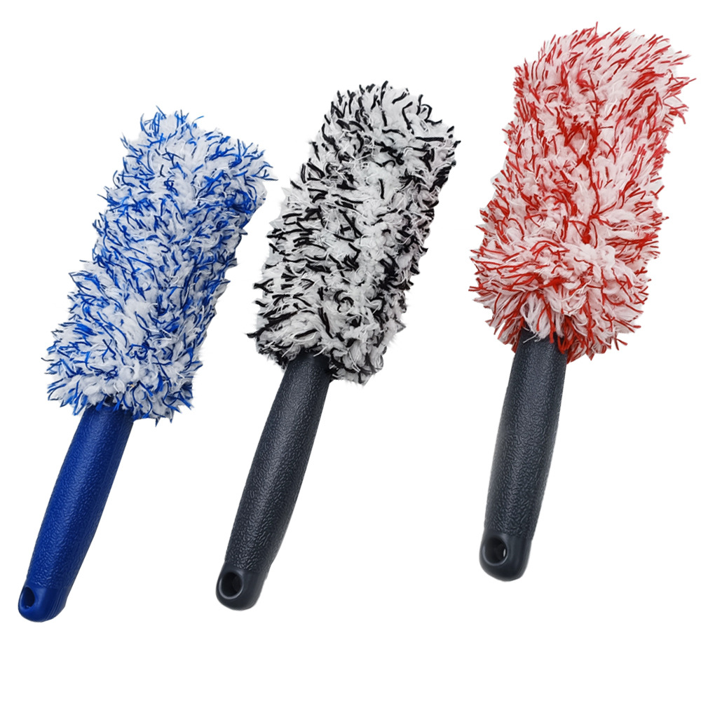 Microfiber Long Handle Tire Brush Sub Beauty Car Wash Supplies Tools Cleaning Plush Tire Brush Hub Brush