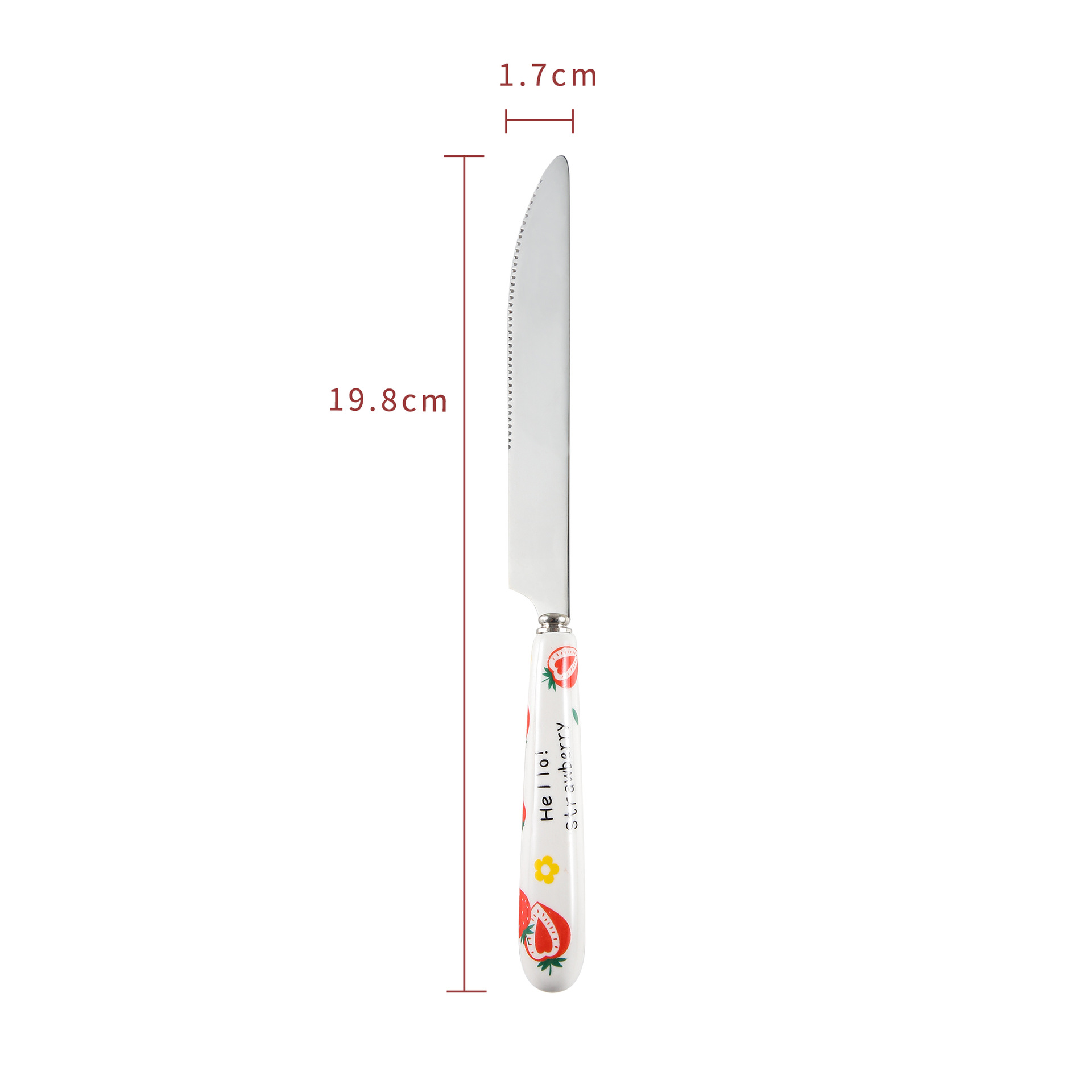 Stainless Steel Tableware Cute Cartoon Teenage Girl Heart Strawberry Porcelain Handle Main Meal Knife, Fork and Spoon Spoon Factory Wholesale Spot