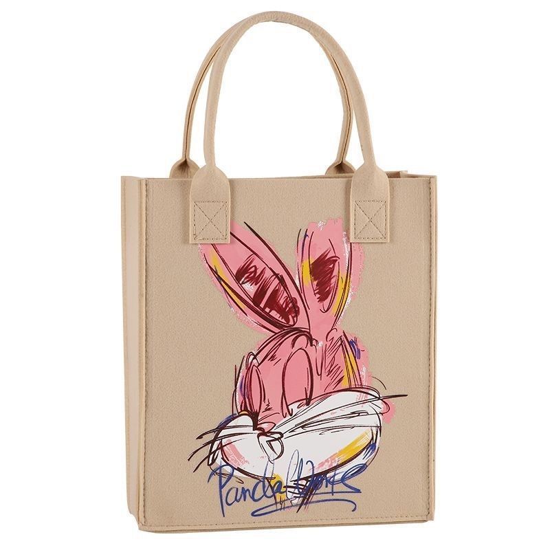 Cartoon Printing Felt Bag Fashion All-Match Tote Bag Student Handbag with Hands Gift Bag Factory Supply Wholesale