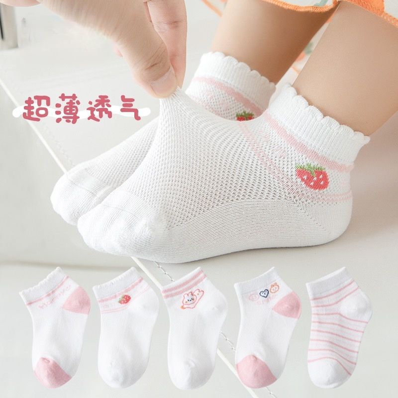 儿童袜子夏季薄款网眼透气浅口棉可爱卡通女童宝宝春秋夏天短袜