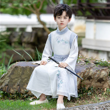 儿童古装汉服国学唐装少爷服中国风古装书生演出服古风唐朝李白服