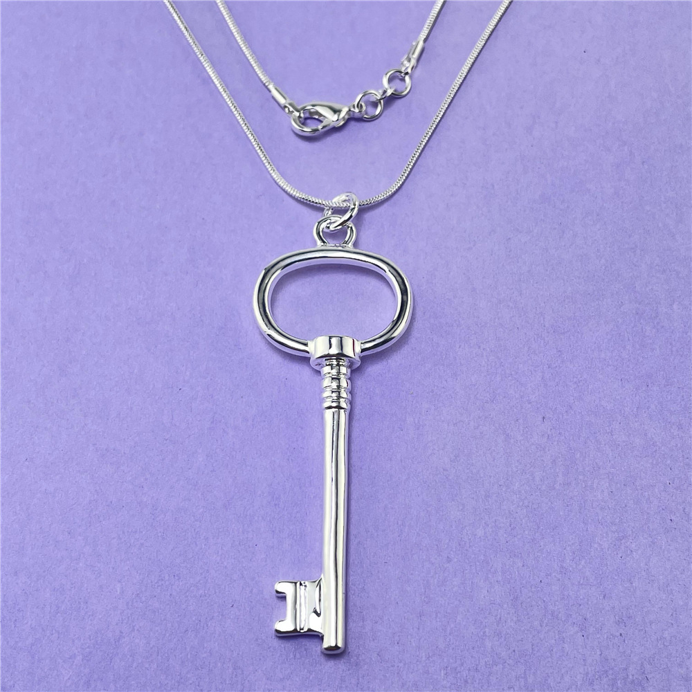 兴光极外贸出口镀银圆头钥匙项链韩版热卖现货供应项链批发yn002