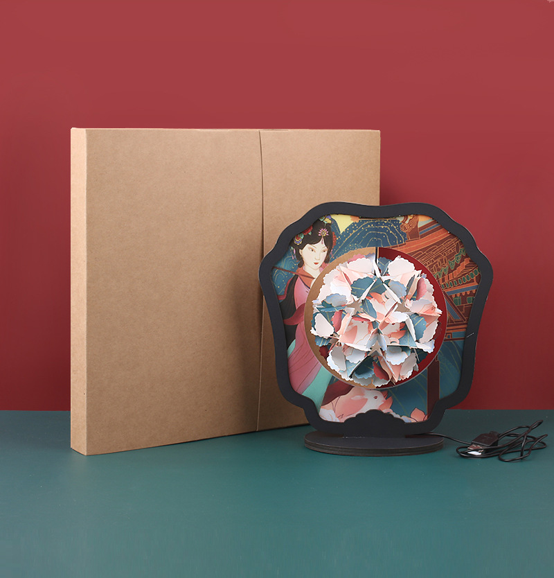 创意中国风纸雕灯 diy纸艺台灯材料包 手工组装床头摆件装饰礼物