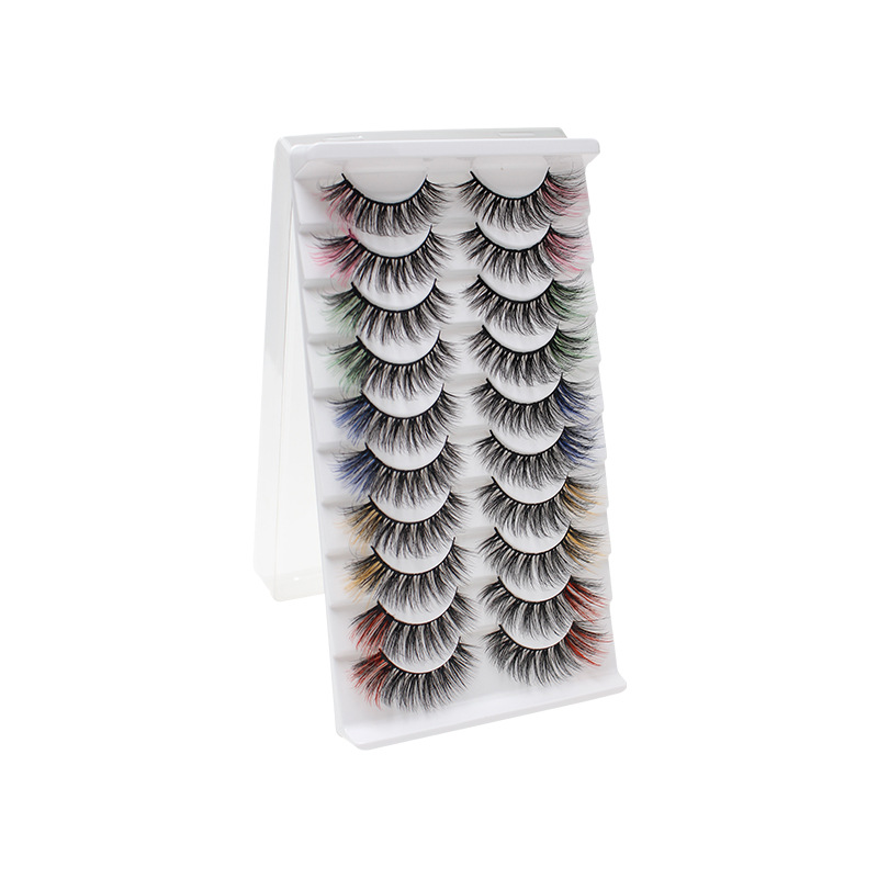 10 Pairs of 3D Color False Eyelashes Suit Three-Dimensional Curling Versatile Thick for Beginners