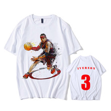 2024夏季青少年学生圆领休闲短袖3D印花 阿伦·艾弗森T恤篮球上衣
