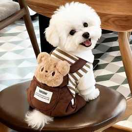 狗狗衣服秋冬装厚款大口袋四脚立体卡通背带裤小型犬泰迪宠物棉服