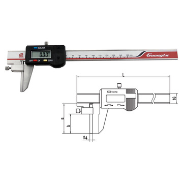 广陆量管壁厚数显游标卡尺0-150mm管厚度壁厚卡尺 水管厚度卡尺